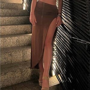 PrettyLittleThing Asymmetrical Brown Skirt